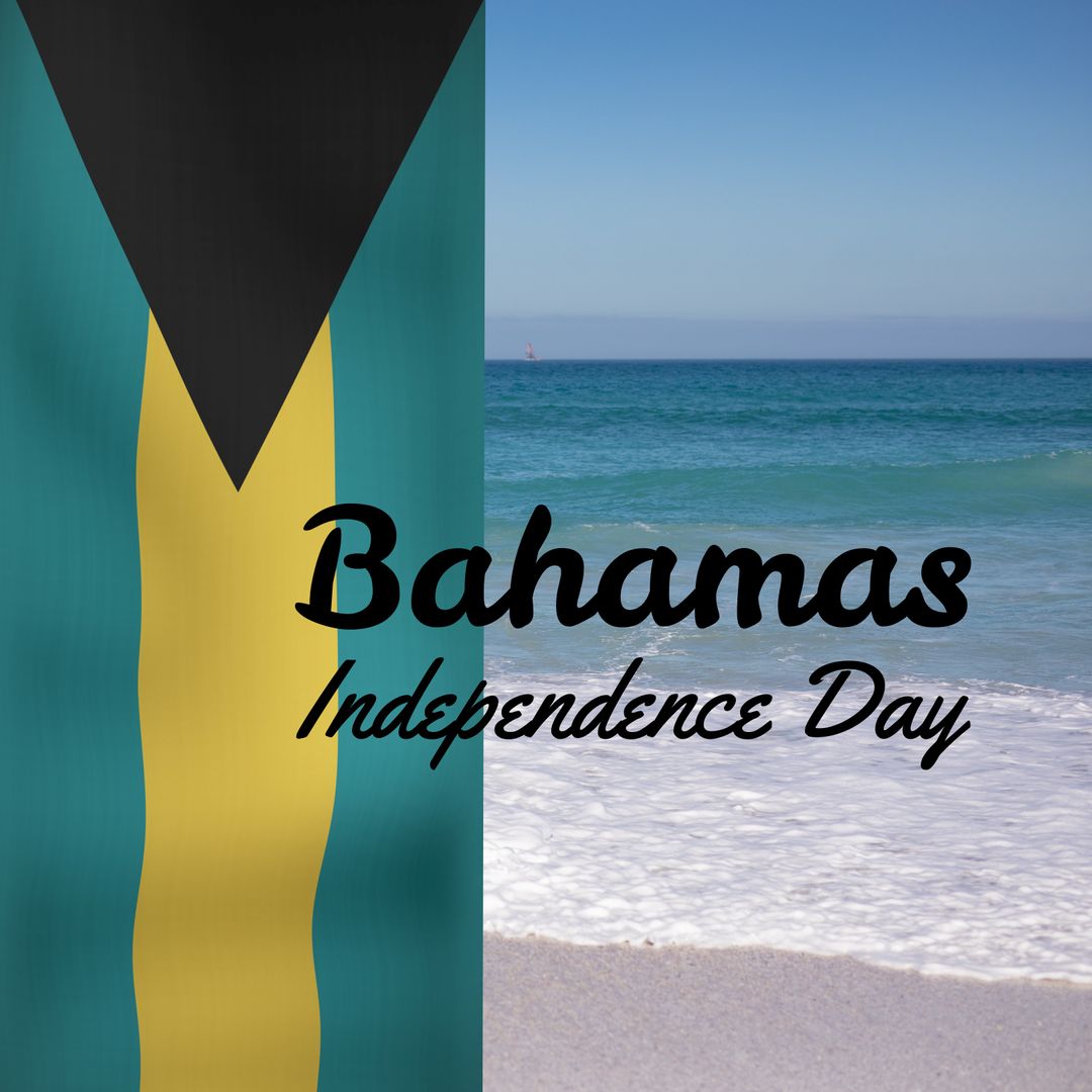 Bahamas Independence Day Celebration with Beach and Flag