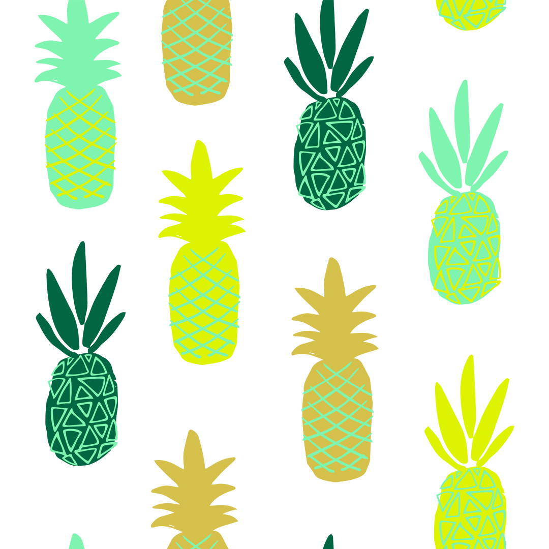 Colorful Pineapples Pattern on Transparent Background