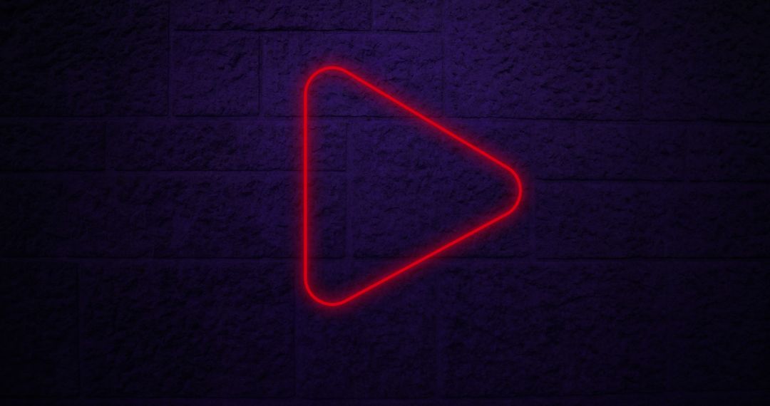 Red Neon Play Icon on Dark Brick Wall - Free Images, Stock Photos and Pictures on Pikwizard.com