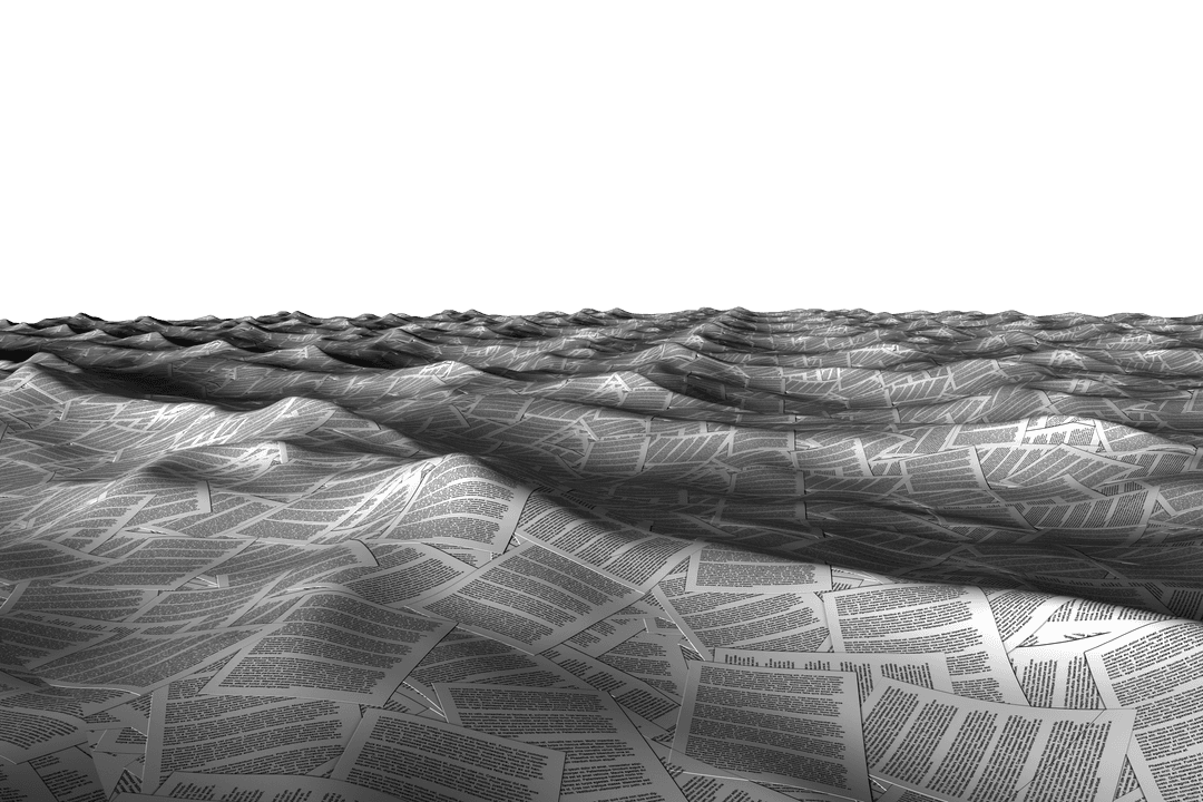 Endless Sea of Pages on Transparent Surface Capturing Literature Magic