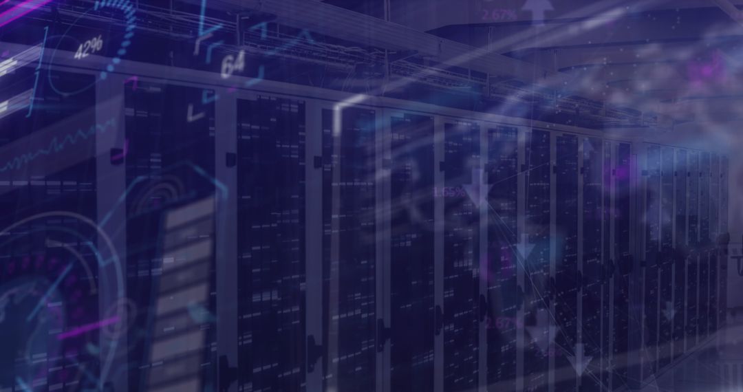 Advanced Technology Interface Overlaid on Server Room