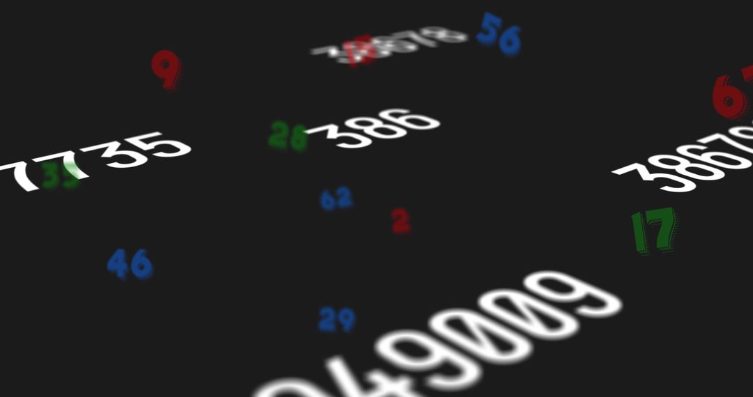 Floating Numbers on Black Background Abstract Concept