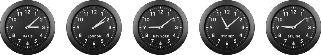 Digital Clocks Showing Different Time Zones on Transparent Background - Download Free Stock Images Pikwizard.com