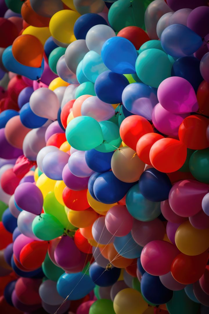 Full frame vertical of a wall of colourful party balloons, created using generative ai technology - Free Images, Stock Photos and Pictures on Pikwizard.com