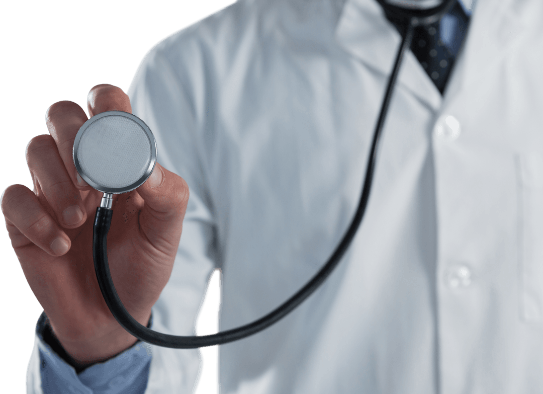 Side View Mid-Section Doctor With Stethoscope on Transparent Background