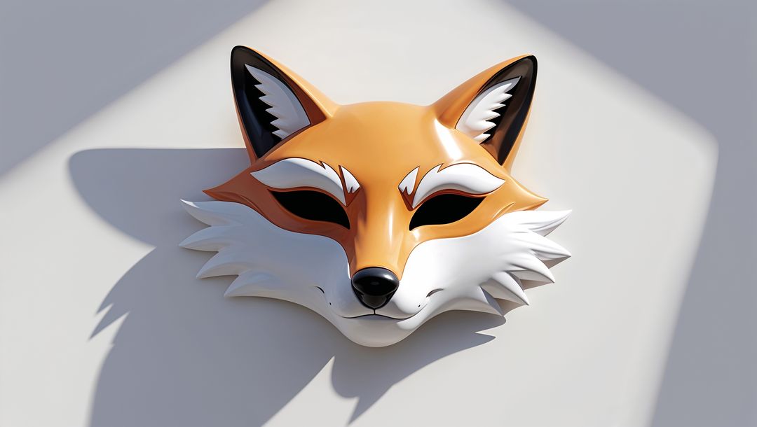 Stylized Fox Mask in Minimalistic Display Art Installation