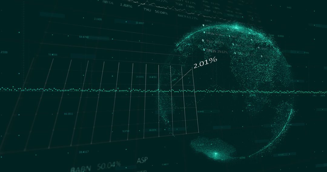 Futuristic Globe and Graphs Depicting Financial Data Analysis