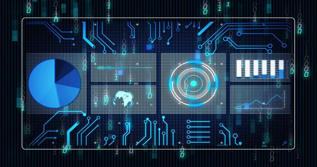 Futuristic Interface Dashboard with Infographics and Digital Design