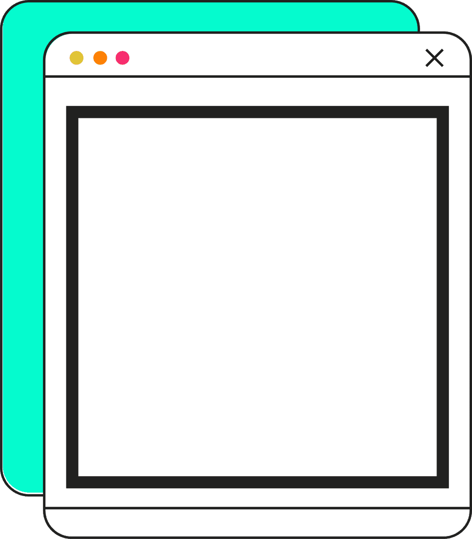 Overlapping App Windows in Flat Design on Transparent Canvas