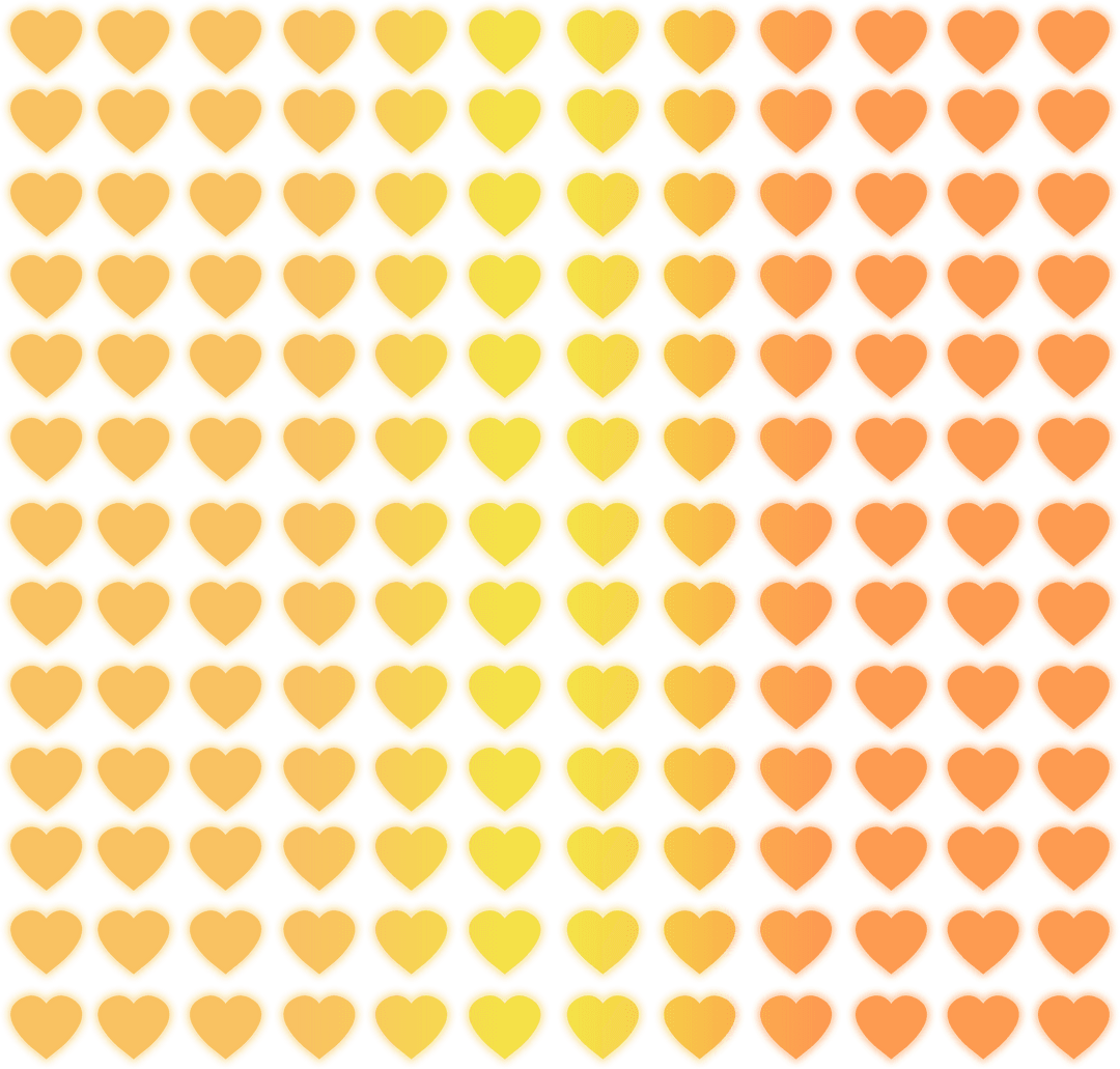Yellow Orange Heart Pattern on Transparent Background