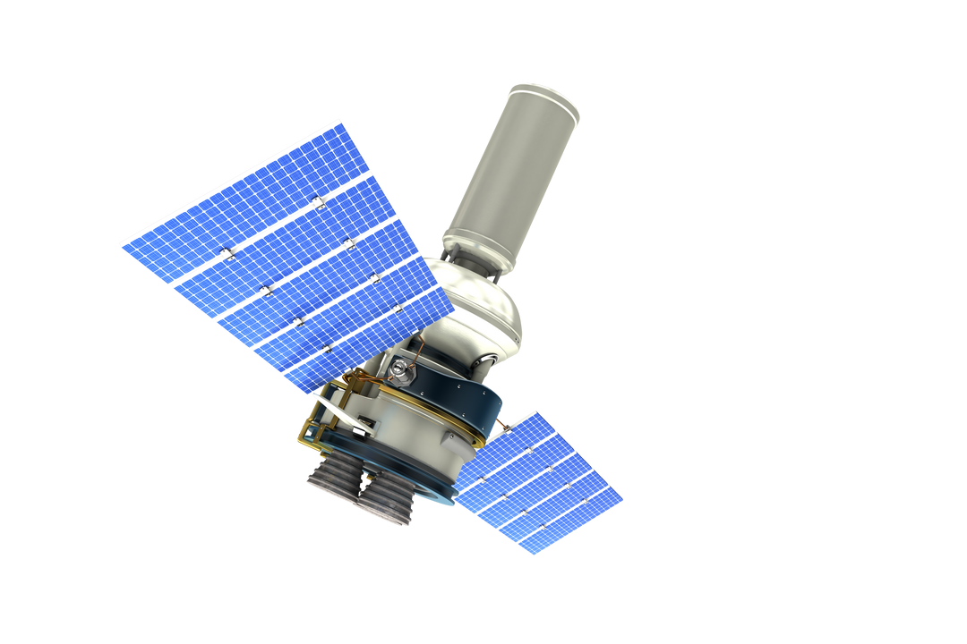 Transparent Modern Solar Power Satellite with Blue Panels on White Background - Download Free Stock Images Pikwizard.com