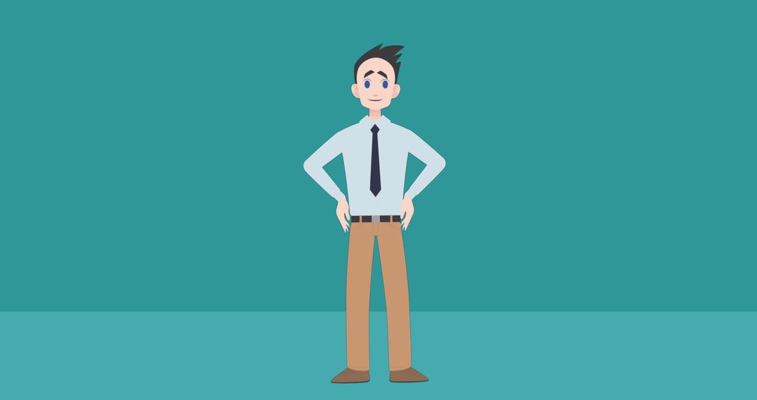 Animated Businessman Smiling on Green Background