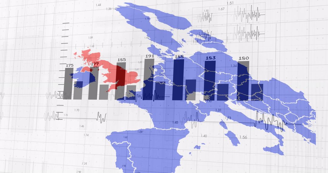 Global Data Analysis on World Map with Bar Graphs and Lines
