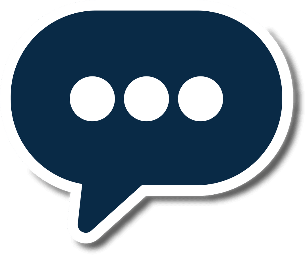 Dark Blue Speech Bubble Illustration on Transparent Background