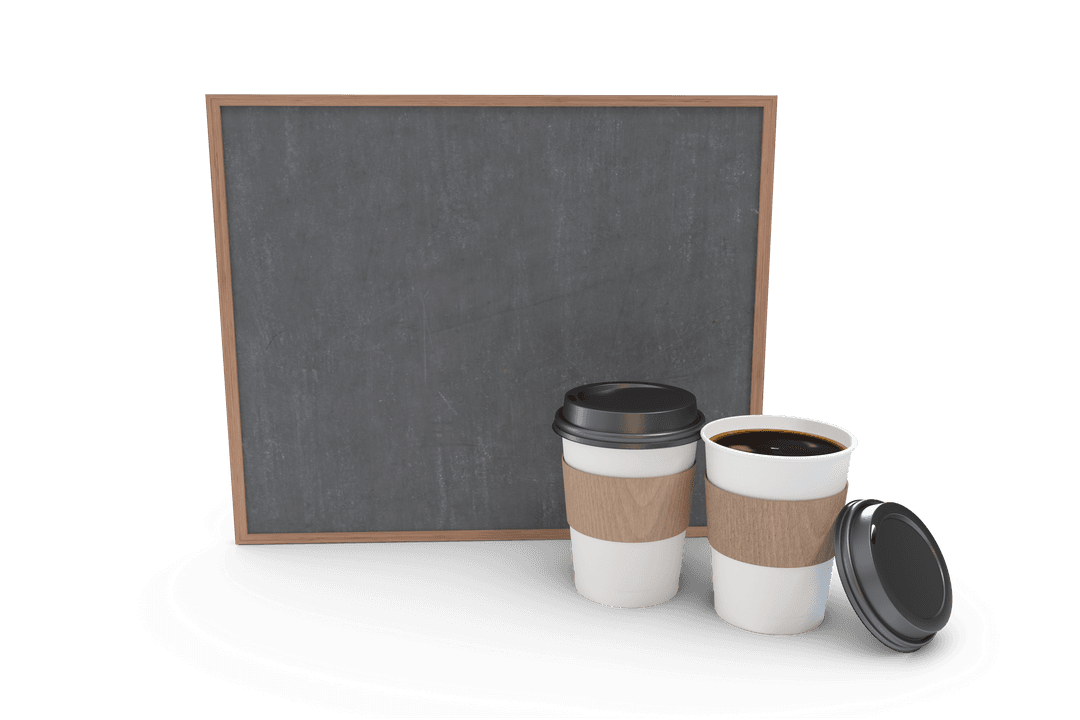 Transparent Coffee Cups and Blackboard Vector for Learning Concepts
