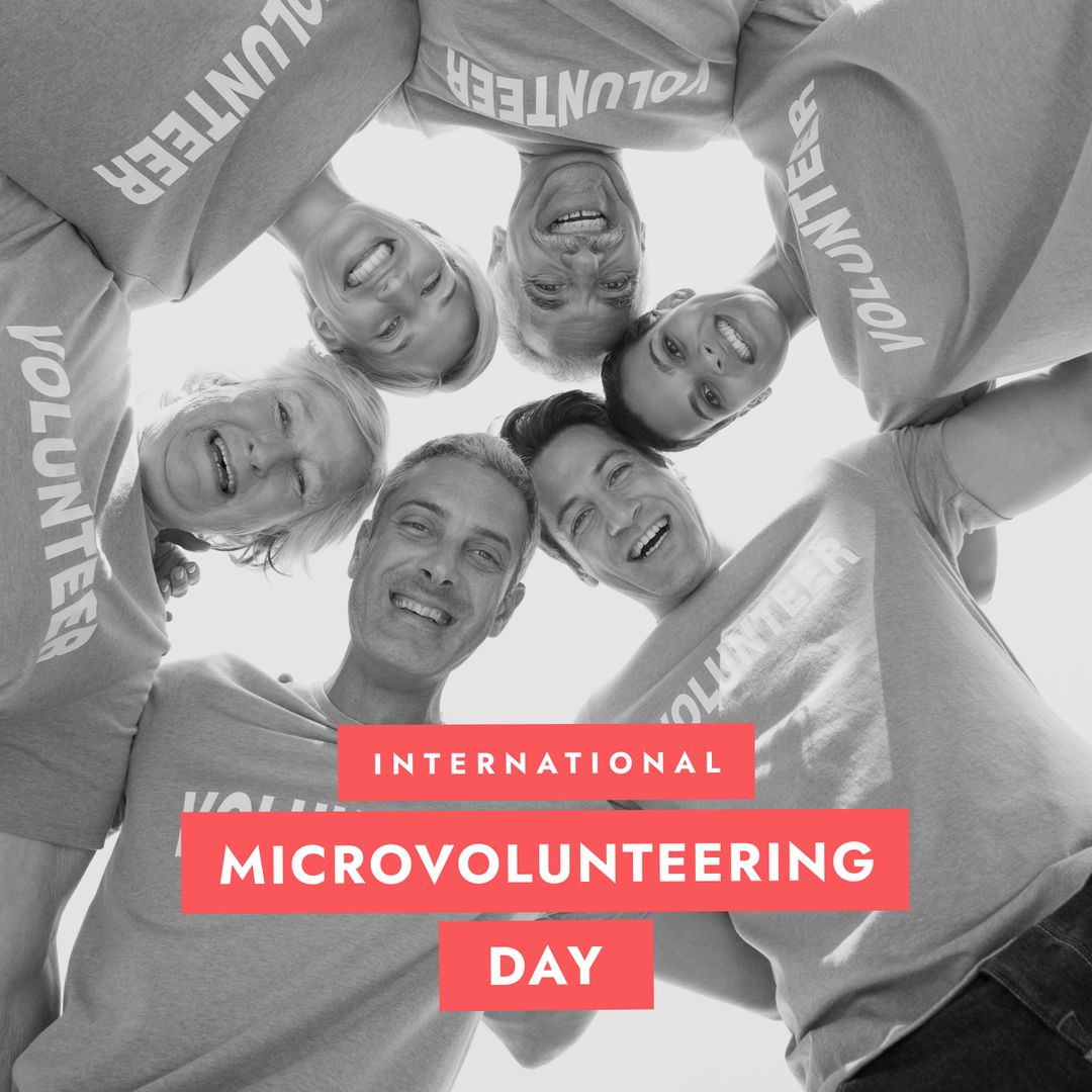 Smiling Group of Volunteers Celebrating Microvolunteering Day - Download Free Stock Templates Pikwizard.com