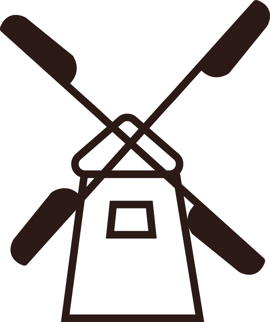 Flat Windmill Silhouette with Transparent Background