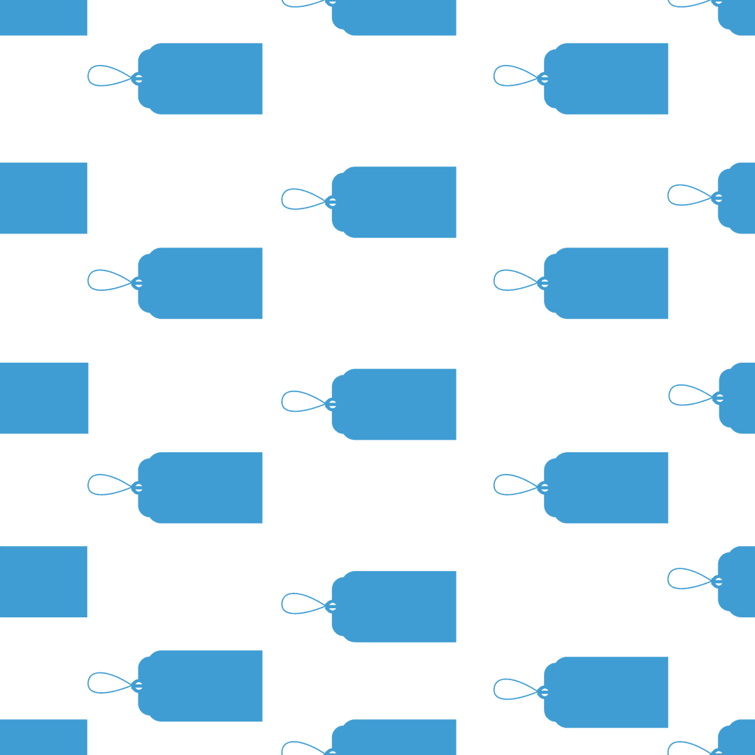 Seamless Cute Blue Tags Pattern on Transparent Background