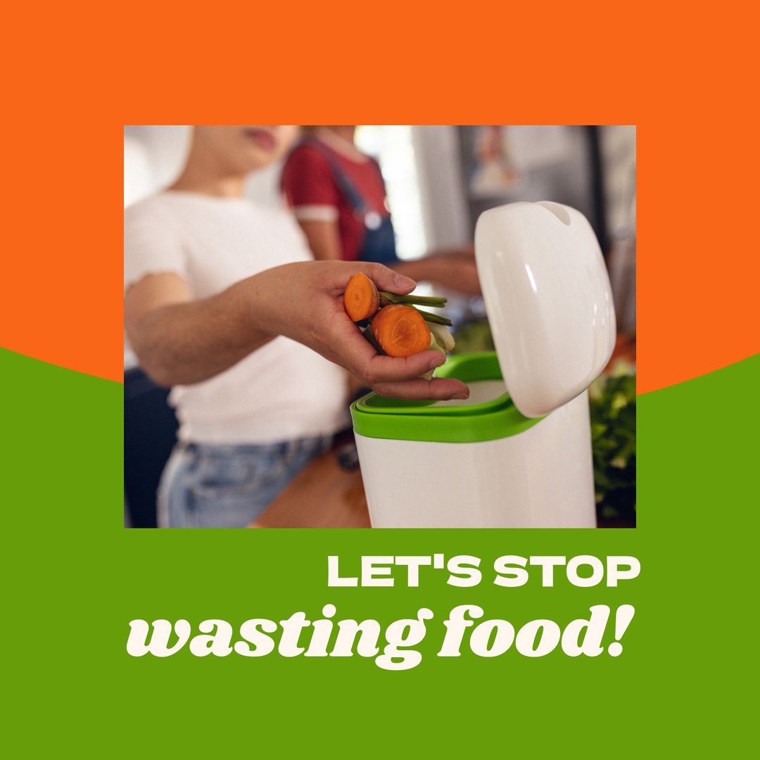 Reducing Food Waste; Girl Disposing Vegetables in Kitchen Bin - Download Free Stock Templates Pikwizard.com