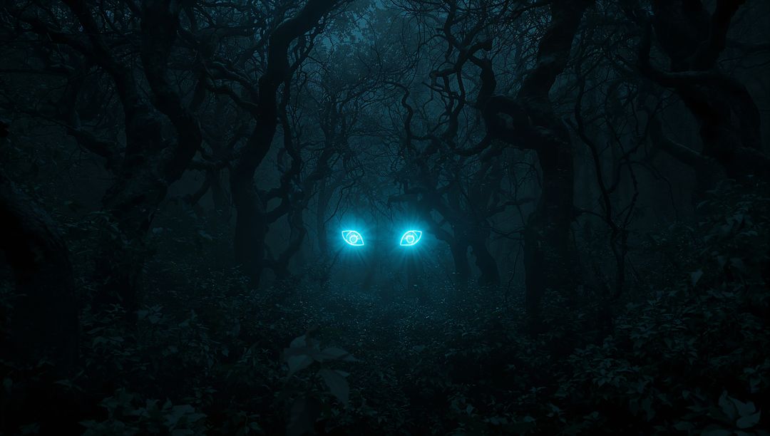 Glowing Eyes in Mysterious Forest at Night