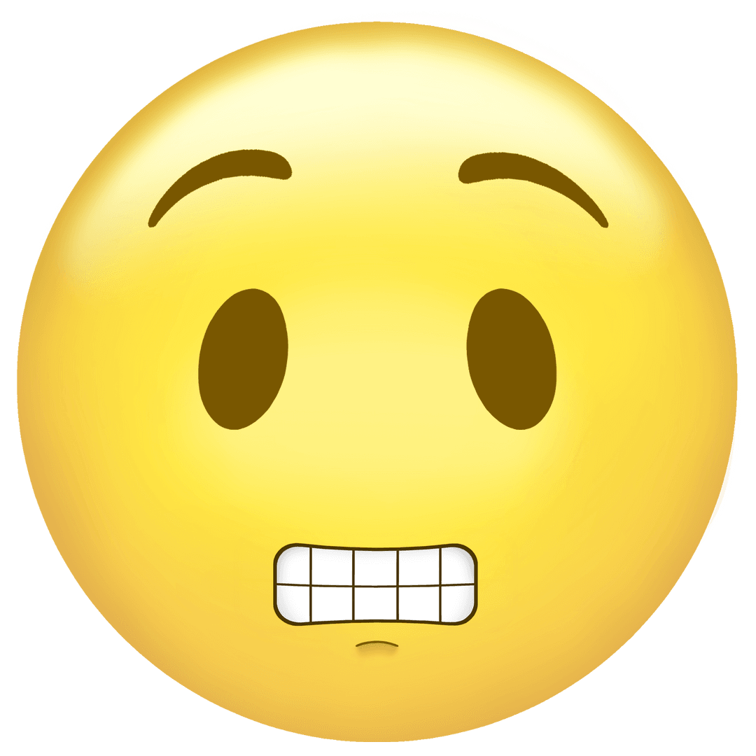 Anxious Emoticon with a Grimacing Expression on Transparent Background