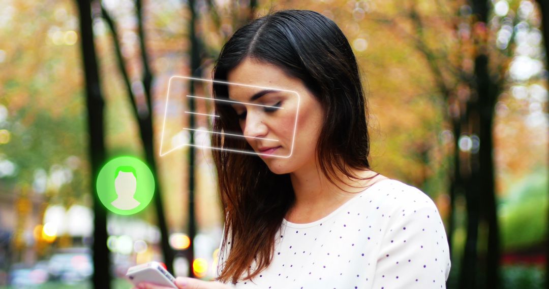 Woman Engaging with Digital Communication on Smartphone