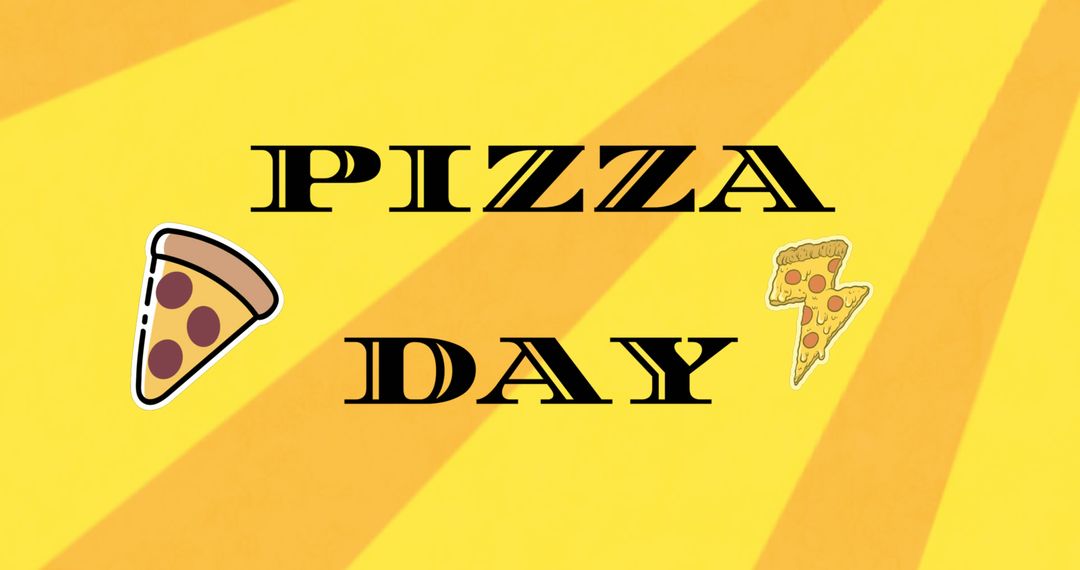 Pizza Day Celebration with Pizza Slices on Yellow Background