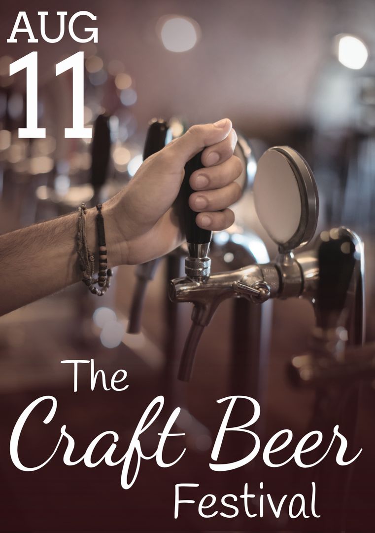 Craft Beer Festival Invitation Featuring Stylish Hand Tap