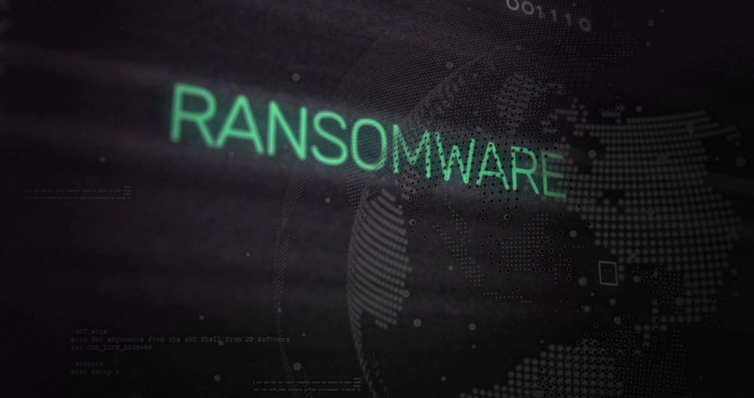 Futuristic Ransomware Alert with Fingerprint and Cyber Elements