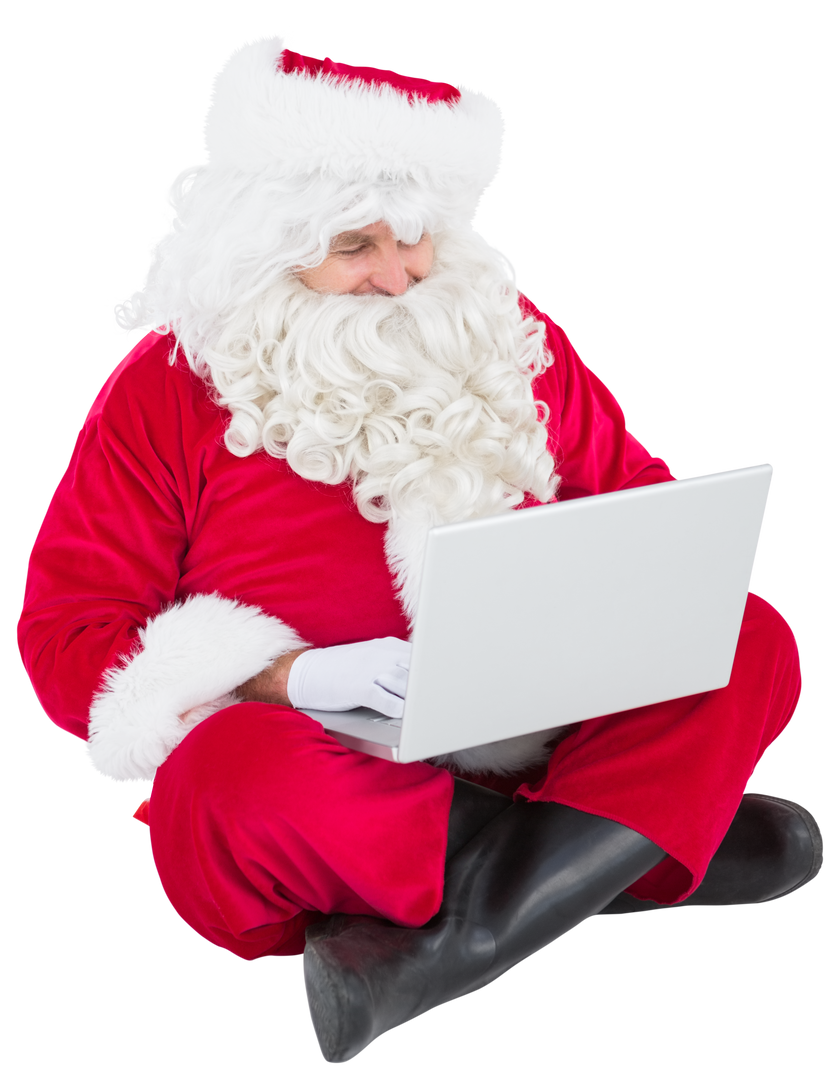 Transparent Background Santa Claus Using Laptop - Download Free Stock Images Pikwizard.com