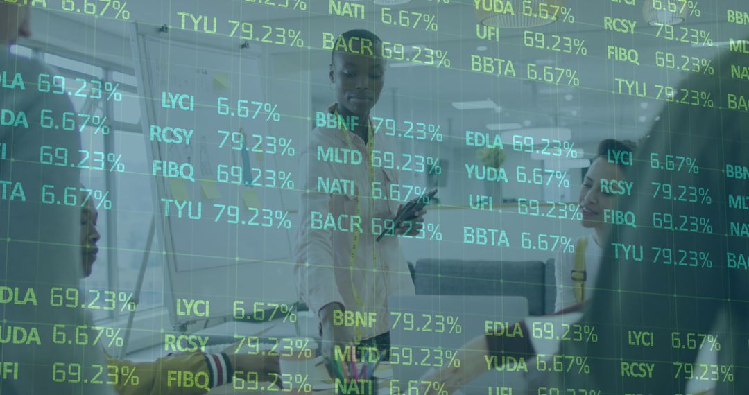 Financial Data Analysis Concept with Diverse Business Team Collaboration