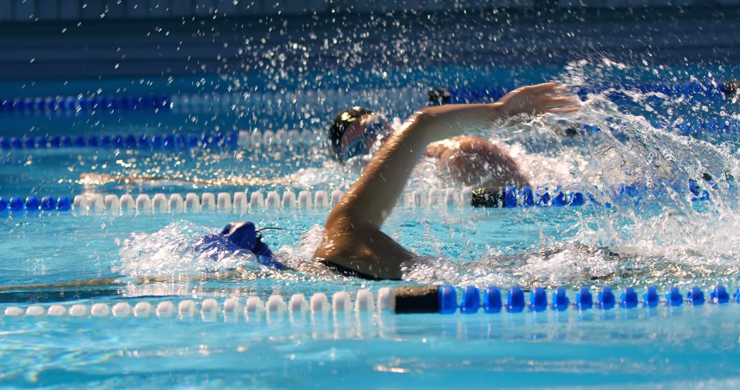 Competitive Swimmers Racing in Blue Pool Water - Free Images, Stock Photos and Pictures on Pikwizard.com