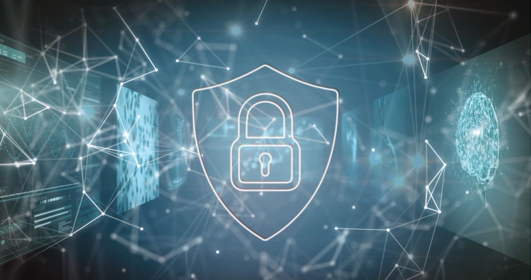 Digital Network Security with Padlock Icon