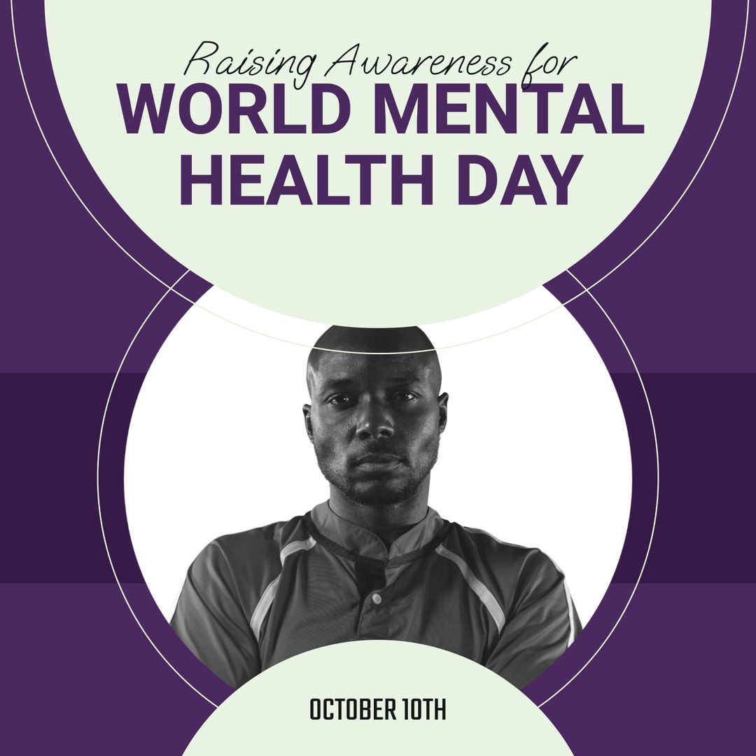 World Mental Health Day Awareness Campaign Poster with African American Man
