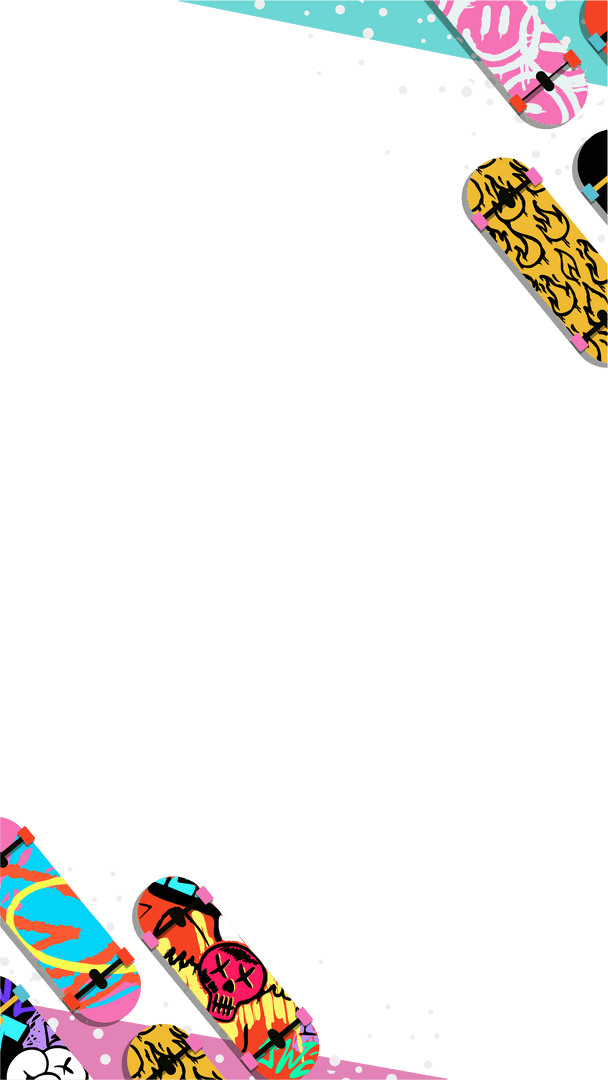 Colorful Urban Skateboard Decks Framing Transparent Space