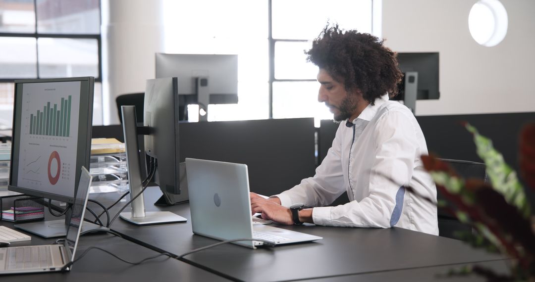 Business Professional Engaging in Financial Analysis in Modern Office