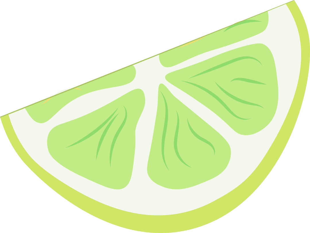 Lime Wedge Illustration Floating on Transparent Background