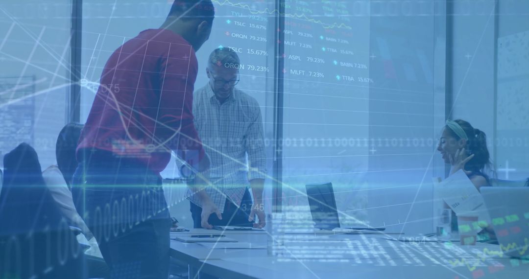 Modern Business Meeting with Financial Data Analytics