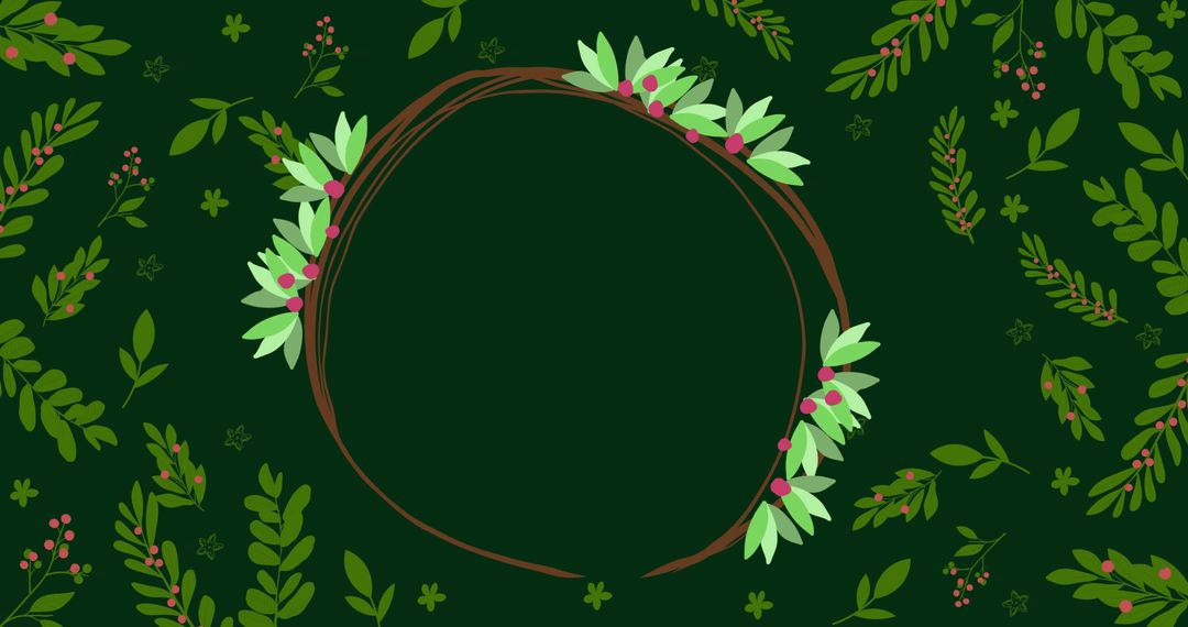 Festive Green Christmas Wreath with Red Berries