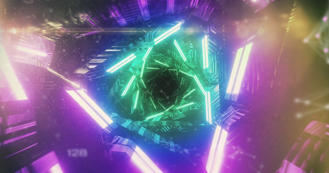 Futuristic Glowing Tunnel with Illuminated Geometric Patterns