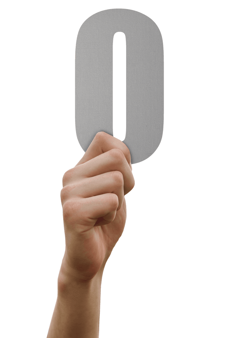 Transparent Hand Holding Letter 'O' on Transparent Background