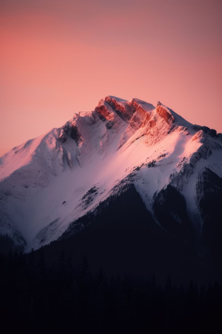 Sunset bathes a mountain peak in warm hues, with copy space - Free Images, Stock Photos and Pictures on Pikwizard.com