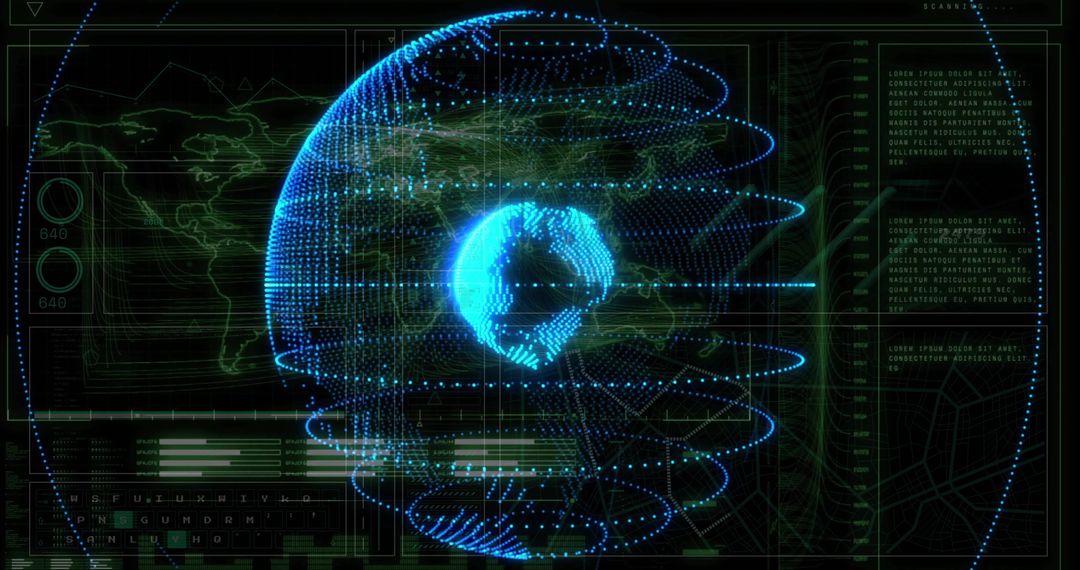 Futuristic Digital Globe Visualization in Cyberspace Frame
