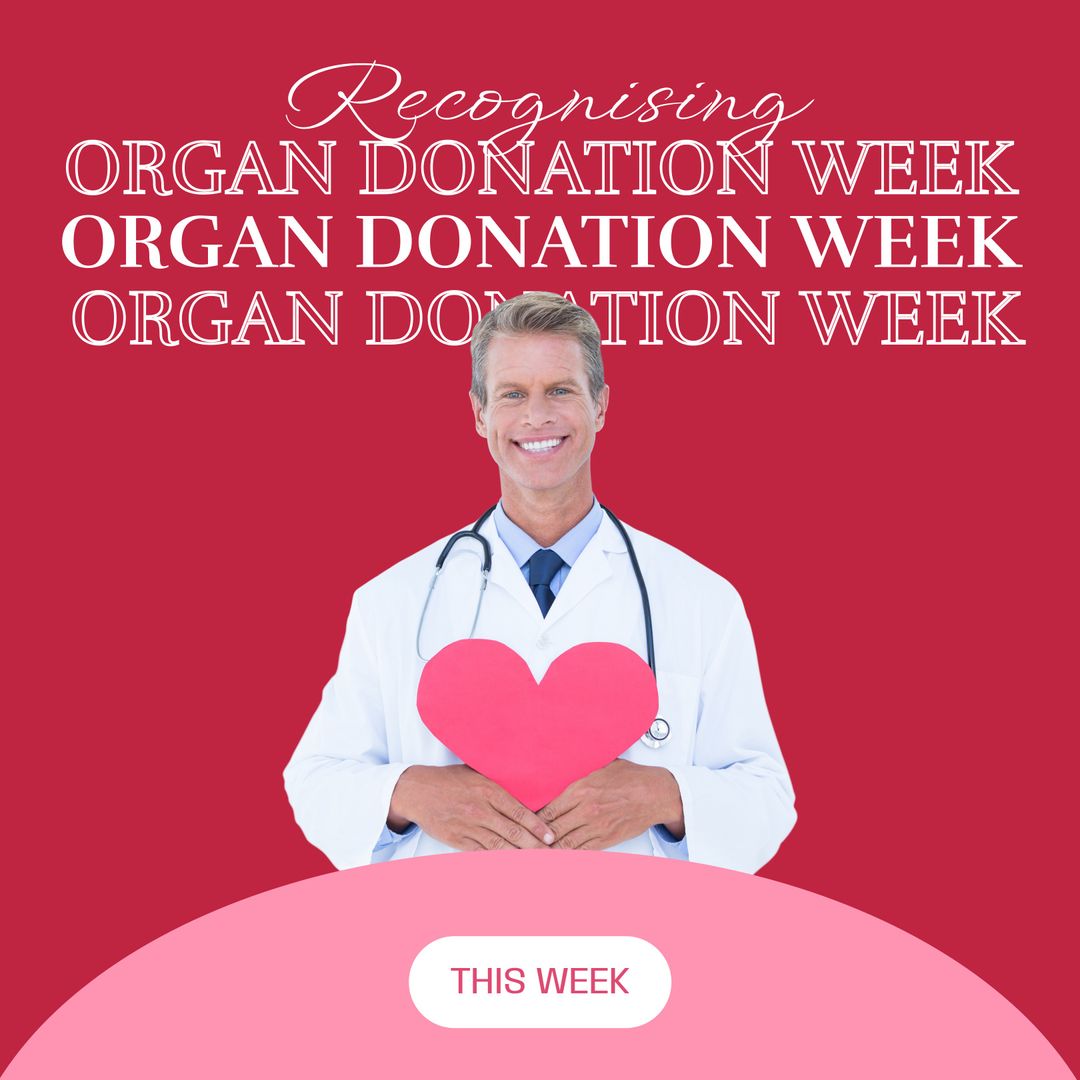 Doctor in Support of Organ Donation Holding Heart Symbol