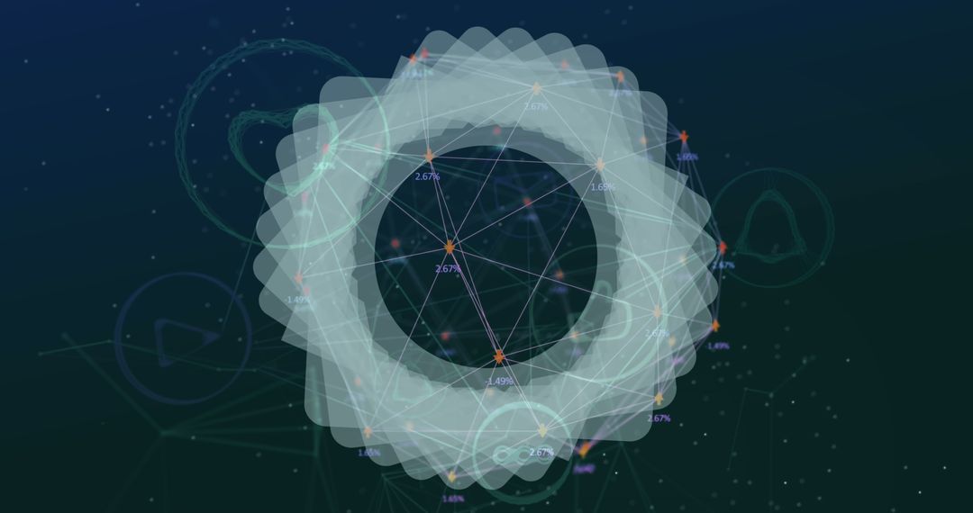 Abstract Data Processing with Digital Interface on Blue Background