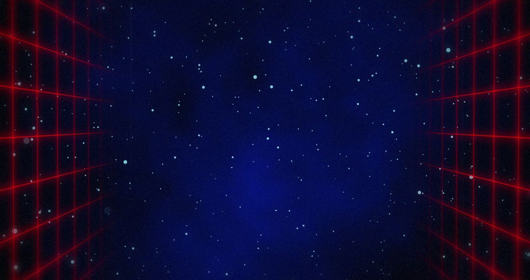 Retro Futuristic Space Portal with Red Grid Walls