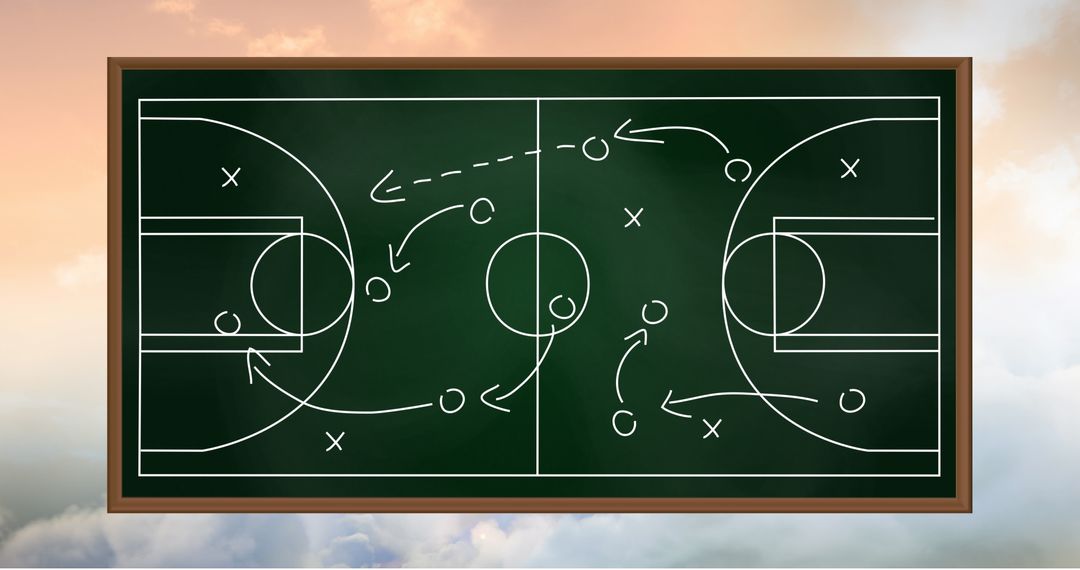 Basketball Strategy Play Chalkboard with Player Movements