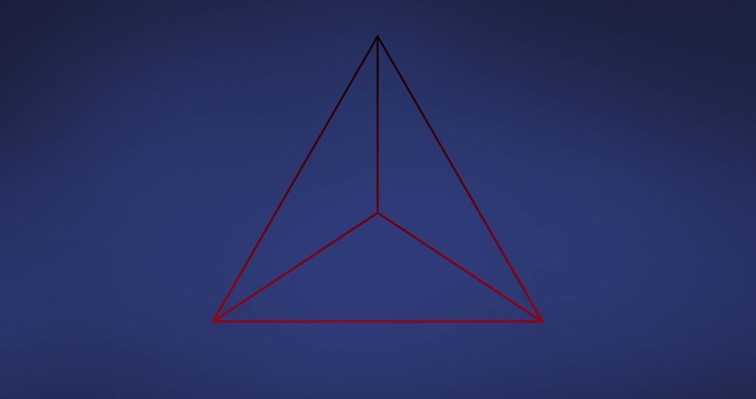 Abstract 3D Red Triangle on Blue Background
