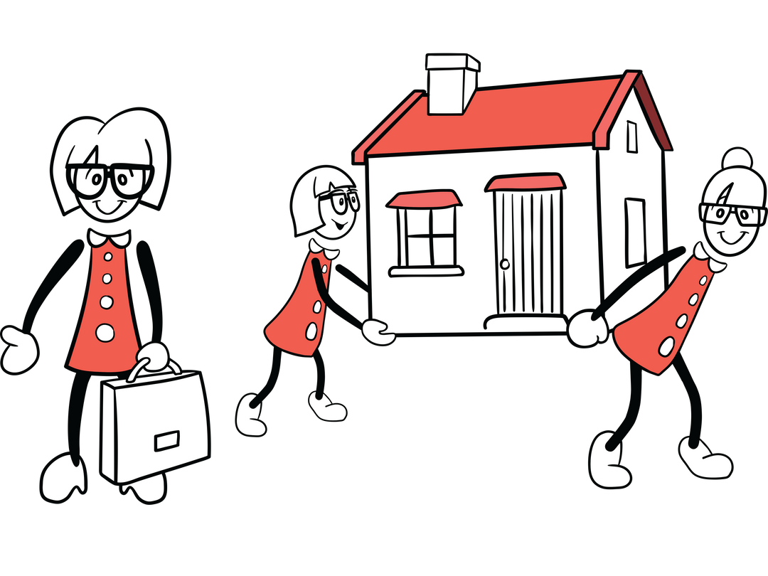 Happy Figures Carry Small House Illustration with Transparent Background - Download Free Stock Images Pikwizard.com