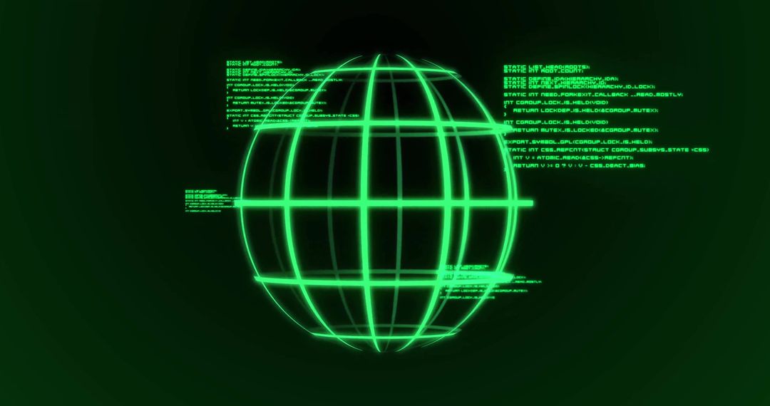 Digitally Rendered Globe with Data Streams on Black Background